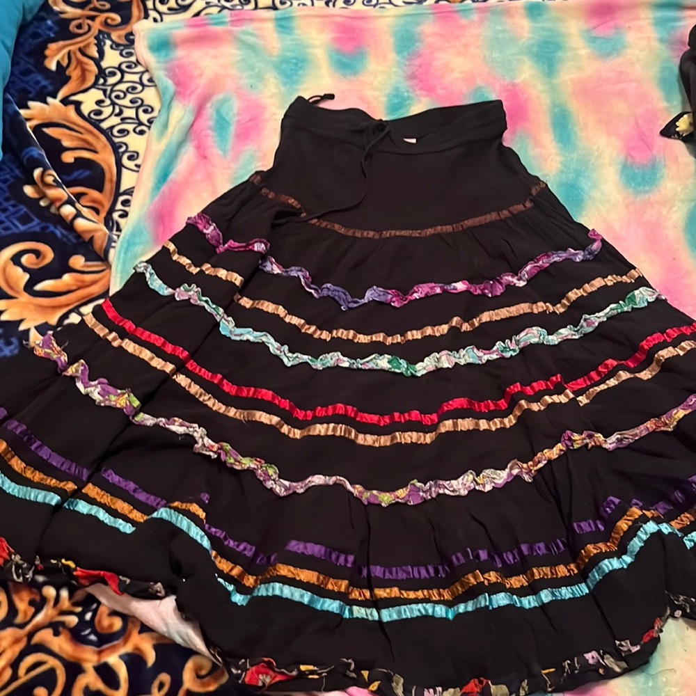 Cute colorful long ruffle skirt size medium